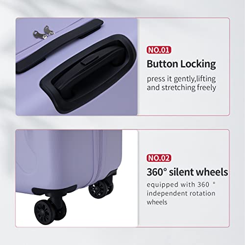 Widfre Luggage Sets 3 Pieces Carry On Suitcase Hardshell Lightweight Travel With Double Spinner Wheels Locks Tsa Approved (Purple) #TOP6