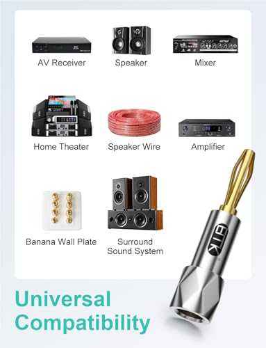 Conectores banana para altavoz EMK de tornillo cerrado con baño de oro de 24k 6
