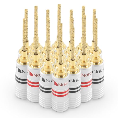 Nakamichi GrubLock Excel �V���[�Y 24K�����b�L �t���b�N�X 2mm�s�� �o�i�i�v���O �X�v�����O�N���b�v�[�q�p�A10AWG - 18AWG�Ή� 4mm �X�s�[�J�[/�A���v Hi-Fi �X�e���I �z�[���V�A�^�[ �I�[�f�B�I�P�[�u��
