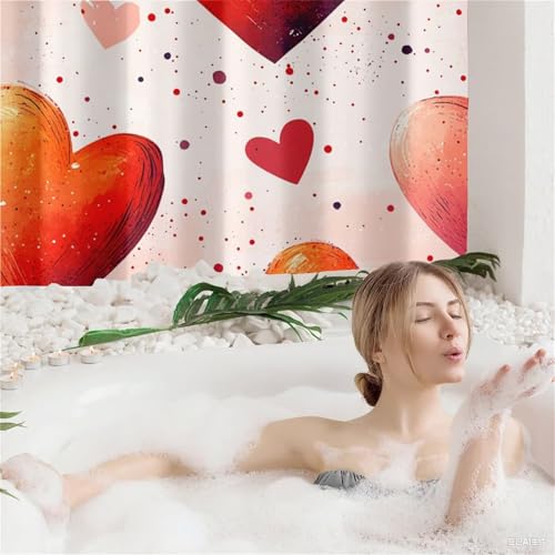 Rideau douche 150x180 anti-adhérence avec ourlet lesté et tissu polyester rouge
