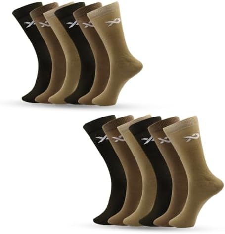 XJARVIS® Texas Army Men’s Long Calf-Length Cotton Socks – Olive, Brown & Khaki – Formal Socks for Office, Army & Police Uniform & Daily Wear – Breathable, Odour-Free – Multiple Pack Options