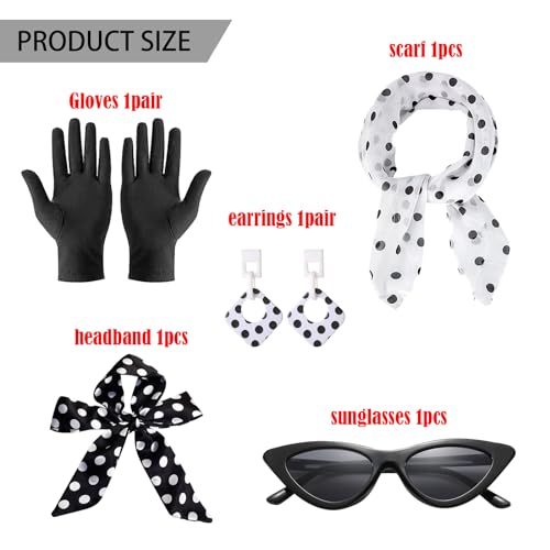 BDSHUNBF 50s Costume Accessories, 1950s Retro Party, Grease Fancy Dress, Cosplay, for Women & Girls, Black - Image 2
