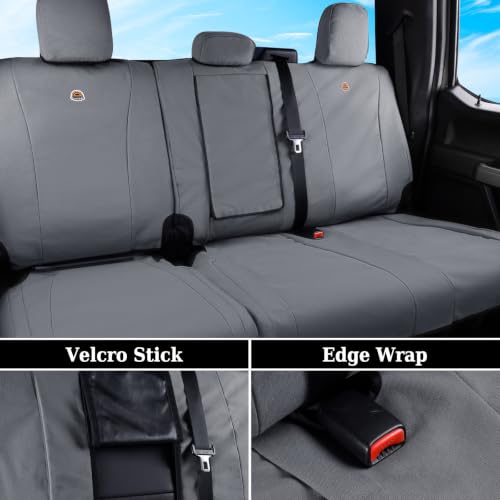Image of Coverado Canvas Car Seat Covers, Waterproof Seat Protector Car Seat Cushions, Seat Covers Compatible Custom Fit for 2015-2026 Ford F150 & 2017-2026 Ford F250 F350 F450, Full Set, Gray