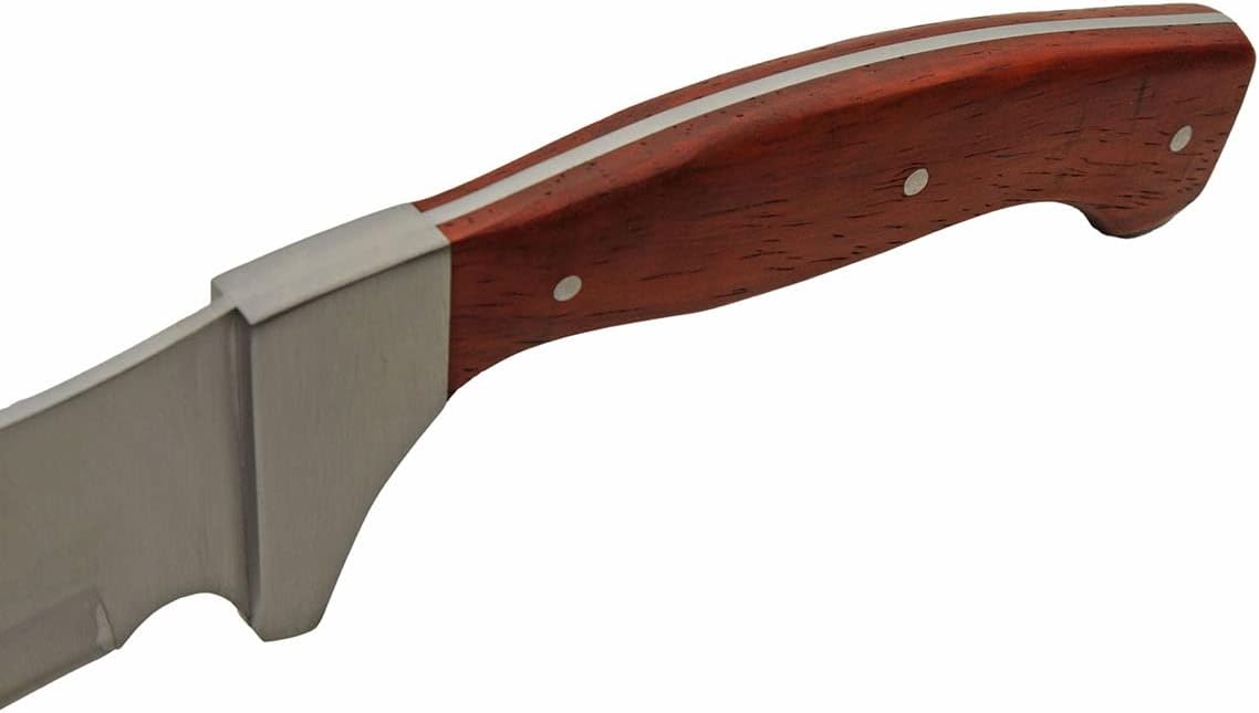 25" Brown Wood Saw Back Forest Machete EDC Knife Stainless Steel Blade