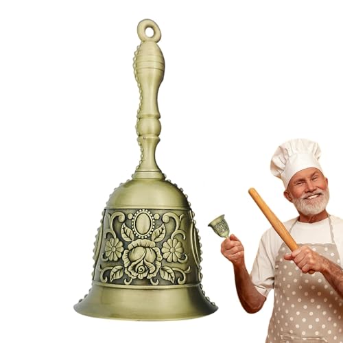 Campane vintage | Campanello di servizio vintage in metallo – Estetico Lusso Forte Campanello di chiamata a mano per Scuola Chiesa Matrimoni Alberghi Cucina Suono