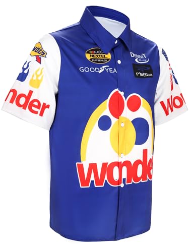 Cossoul Ricky Bobby Costume Men Short Sleeve Ricky Bobby Shirt Hat Halloween Race Car Driver Costume (Large) Blue by Cossoul - Used condition - Image 12