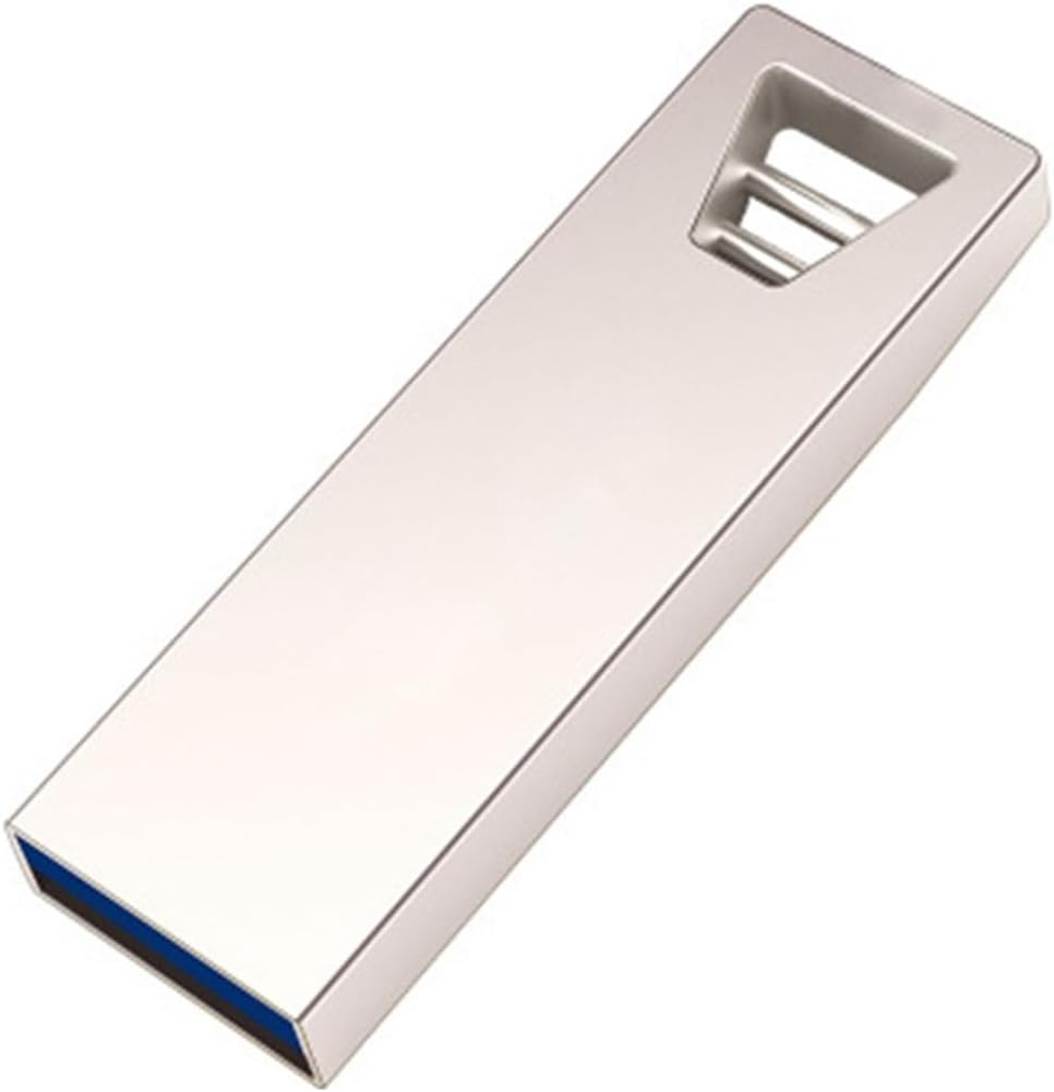 USB Flash Drive USB 2.0 Metal Thumb Drive High Speed Waterproof Jump Drive with Integrated Keychain Loop, Portable Memory Stick Storage Compatible with Computer Laptop PC Car Audio, Silver