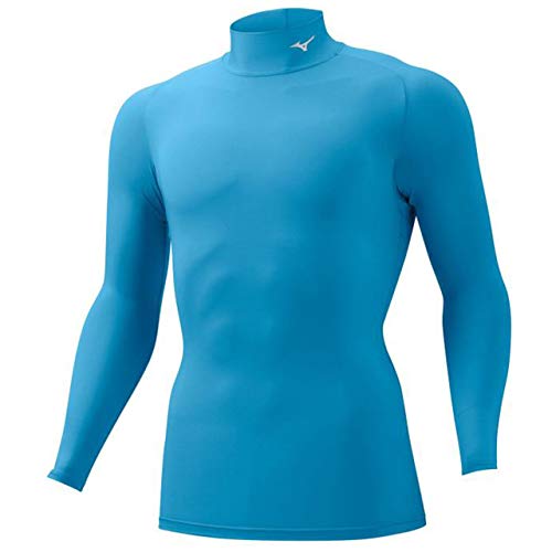 [ミズノ] トレーニングウェア コンプレッションドライアクセルバイオギアシャツ ハイネック長袖 吸汗速乾 ストレッチ 紫外線カット メンズ 2021年モデル サックス(マット) 2XL
