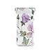 HUSSRITY Eyeglasses Case Beautiful Lavatera Flowers Sunglasses Pouch Soft PU Leather Squeeze Top Eyeglass Holder Portable Glasses Case For Women Men