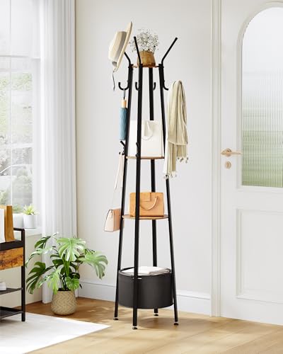 Hzuaneri Porte-manteau Autoportant avec 3 Étagères, Arbre d'entrée avec 16 Crochets pour...