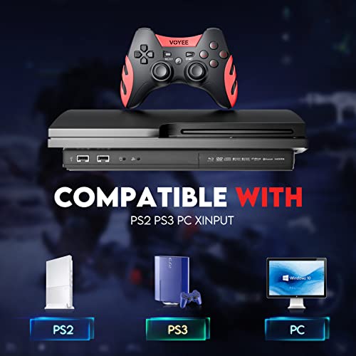 Image of VOYEE WE-07P Wireless PC Controller, Game Controller for PC PS3 PS2 Dualshock Joystick for Laptop PC Gaming, Wireless PC Gamepad (Red)