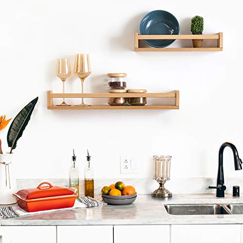 Inman Floating Shelves, Wall Mounted Nursery Shelf-Wood Bookshelf Wall Shelves For Kitchen Spice Rack Bedroom And Living Room Baby Nursery Decor, 24 Inch,Natural #TOP4