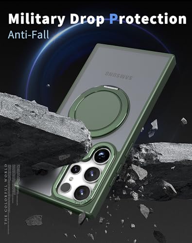 Image of iFAST Premium Back Cover Case Compatible with Galaxy S24 Ultra Soft Shokproof TPU and Hard Polycarbonate (PC) (360 rotatable Ring | Green)