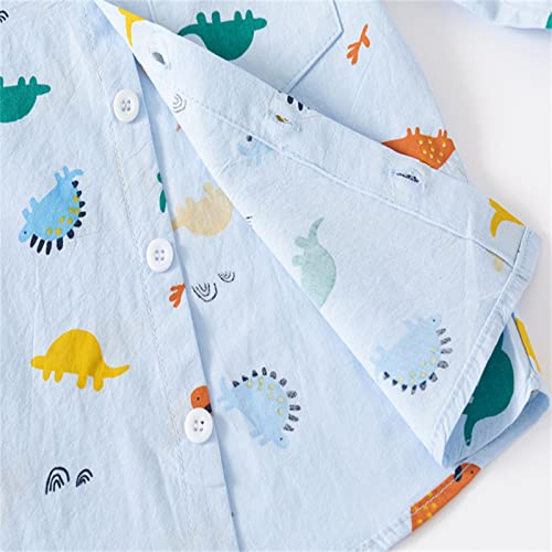 Little Toddler Boys Dinosaur Animal Print Shirt Button Down Shirts Long Sleeve Cute Cartoon T-Shirts Fall Casual3