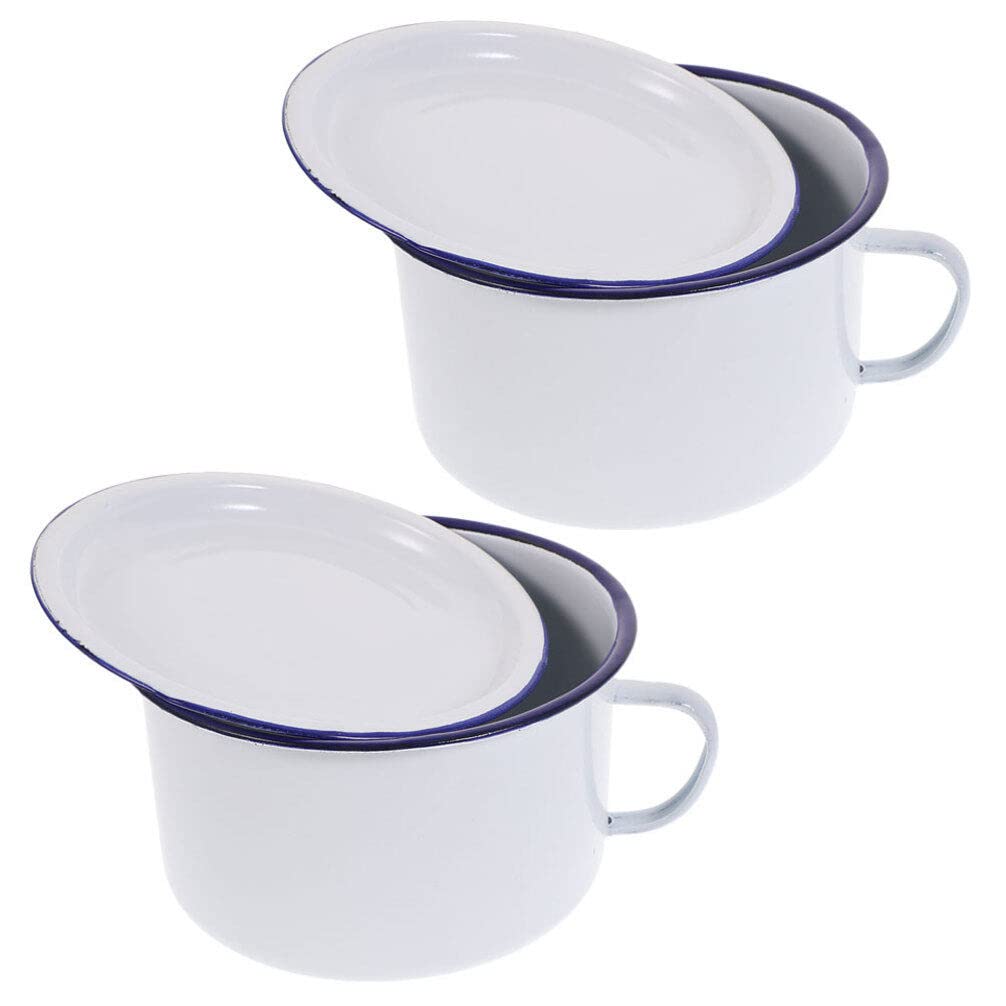 Luxshiny Emaille Suppenschüssel 14Cm Vintage Stil - Robuste Instant Nudelschale Für Reis Suppe Obst Und Salat Leicht Zu Reinigen Ideal Für Küche Haushalt Und Camping