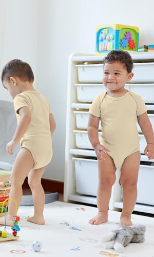 Image of KOH KOH Kids Short Sleeve Cotton Solid Lap Shoulder Baby Bodysuit
