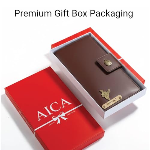 Image of AICA Personalized Name & Charm Leather Family Passport Cover for 4 with (Dark Brown) Passport Wallet Boarding Pass Currency Card Slot & Coin Holder for Men & Women | Family Passport Cover (Darkbrown)