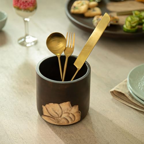 Image of Ellementry Tashi Cutlery Holder & Organizer Stand for Spoons, Forks & Knives, Modern Counter Top Tableware Storage Box for Kitchen & Dining Table, Utensil Organizer for Home & Office
