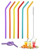 WINXMIN 6 Piezas Pajitas Silicona, Pajitas Reutilizables con Cepillo de Limpieza, Respetuosas con el Medio Ambiente sin BPA, Cañitas Reutilizables Niños se Pueden Utilizar para Café, Bebidas, Fiestas