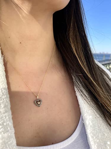 LE VIAN 1/5 Carat White and Chocolate Diamond with Enamel Heart Pendant Necklace for Women in 14k Yellow Gold (Brown, cttw) on 20 Inch Long Chain with Lobster Claw Clasp by LeVian4