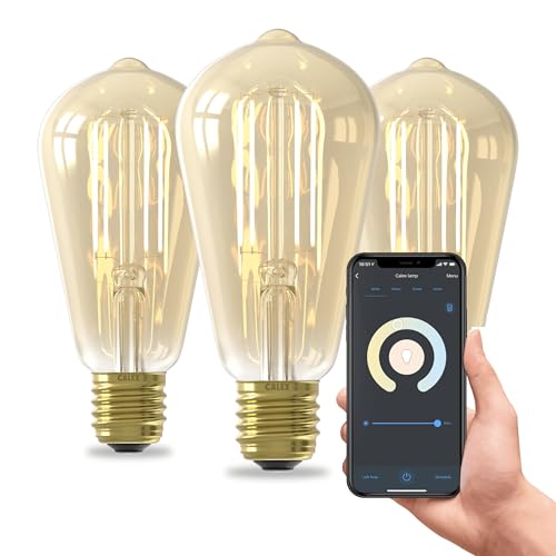 CALEX Smart LED Lampe, E27, ST64, Gold Filament, warmweißes Licht, dimmbar, WLAN App- & Sprachsteuerung, 2er Pack