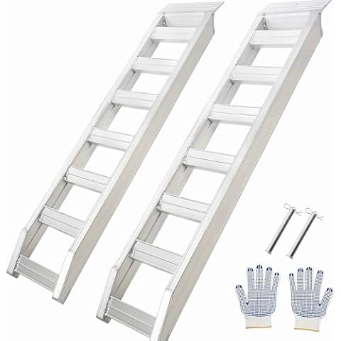 GarveeTech Trailer Ramps, 8810 LBS Heavy-Duty Aluminum Loading Ramps with Top Hook Attaching End, for Motorcycle, Tractor, ATV/UTV, Trucks, Lawn Mower, 72" L x 15" W, 2Pcs Cover