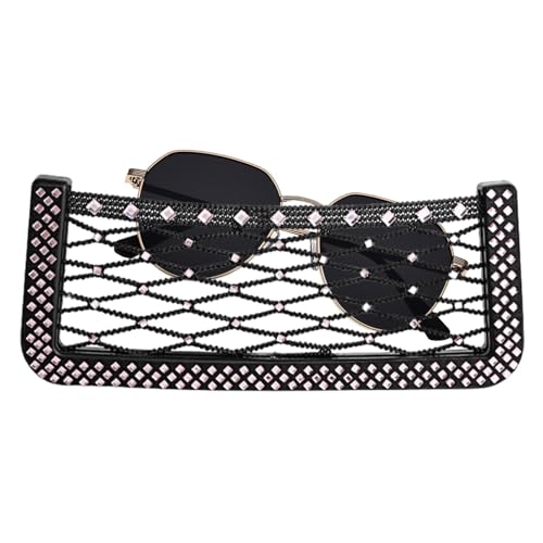 Red de asiento de coche | Bolsa decorativa para la pared del coche con diamantes de imitación | Red lateral para asiento de coche, organizador de almacenamiento de accesorios de coche para tarjetas de