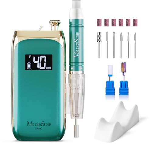 MelodySusie Professional Clip-On Rechargeable Nail Drill with Premium Motor,MB450C 40000RPM Vintage-Style E-File with Max Torque and Extended Lifespan for All Manicure Shaping, Gel Removal & Salon Use