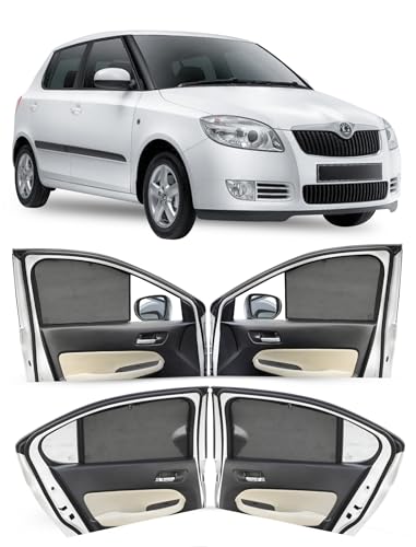 Image of Autofact Car Sunshades for Skoda Fabia, UV Protection, Useful Car Accessories, Custom fit Sun Shades for Side Windows, Set of 4