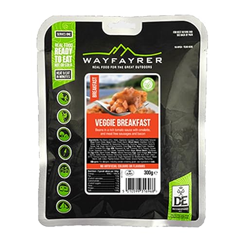 Wayfayrer Vegetarian All Day Breakfast 300g Ready to Eat, Hot or Cold, Meal Pouch Recommended for Duke of Edinburgh's Award Expeditions, Camping, Hiking, Fishing and Outdoor Adventures