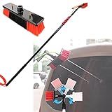 Genérico Panel Solar Extensible y Kit de Limpieza de Ventanas: pértiga Ligera con Suministro de Agua, Cepillo para Limpiar Cristales para Uso Exterior, Lavar Ventanas de Coches y Casas.