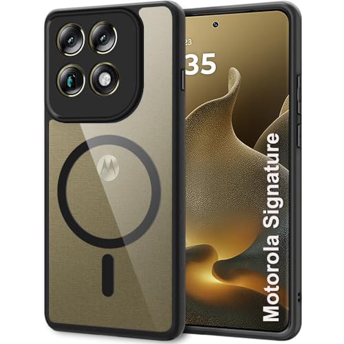 Image of TheGiftKart Hybrid Shockproof Back Cover Case for Motorola Moto Signature 5G Compatible with MagSafe | Hard Back Case Cover for Motorola Signature 5G (PC & TPU, Transparent Clear Back, Black Sides)
