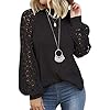 MIHOLL-Womens-Long-Sleeve-Tops-Lace-Casual-Loose-Blouses-T-Shirts MIHOLL Womens Summer Tops Casual Loose Shirt Blouse (Black, Medium)