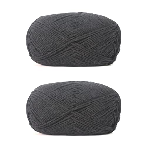 Acrylic & Cotton Blended Knitting and Crochet Yarn Soft Medium Yarn, Breathable and Skin Friendly for Baby Garments, Scarves, Hats, and Craft Projects 200g 21-Black