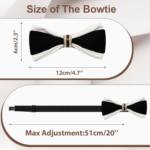 Image of Men's PU Velvet Rhinestone Bow Tie for Wedding | Adjustable neck strap, Soft velvet finish, For tuxedo and prom events, No tying required, Elegant rhinestone accent