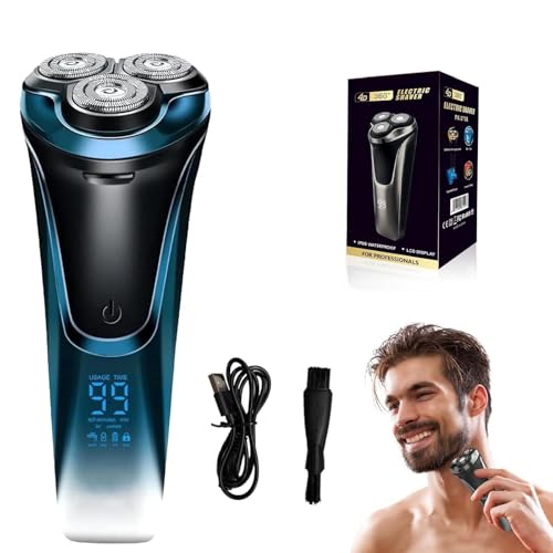 Snapbuy Electric Razor for Men Snapbuy Razor Electric Shavers for Men 4D Floating Head Rotary Shaver Ipx7 Waterproof 2026 New Electri c Shaver with LCD Display & Quiet Motor Fast Charging(Blue)