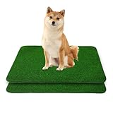 2 Stück Hundeklo Balkon, Kunstrasen Hundetoilette Waschbar Welpentoilette Wiederverwendbar Rasen Training Pee Pads Trainingsunterlage für Kleine Hunde (46 x 36 cm)