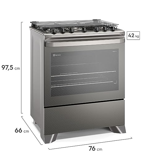 Fogão Electrolux 5 Bocas Experience com VaporBake Prata FE5TC