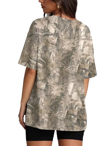 Oversized Camo T Shirts for Women Men Maple Leaf Short Sleeve Camo Tee Shirt Summer Casual Graphic Tops Streetwear4