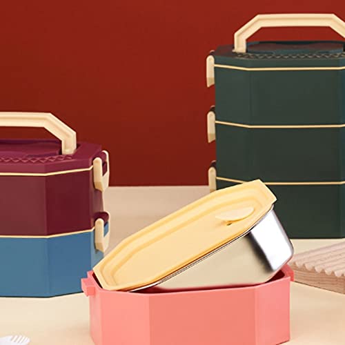 Fiambrera Saludable de Acero Inoxidable con Doble Capa Aislante, Tipo bento Multifuncional para Adultos (Verde).
