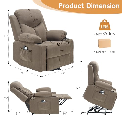 Image of Power Lift Recliner Chair for Elderly with Massage and Heat,Recliner Chairs for Adults with Remote,Electric Lift Chair with Side Pockets,USB & Type-C Ports for Living Room (Coffee Brown)