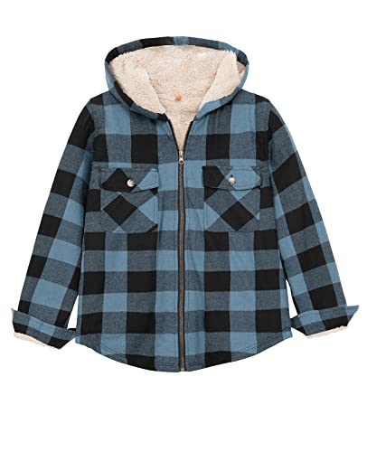 Image of ZENTHACE Boys Sherpa Fleece Lined Flannel Jacket