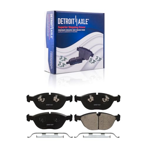 Image of Detroit Axle - Front Brake Pads for Chrysler Crossfire Audi TT Quattro Mercedes-Benz C43 CLK55 E55 SLK32 AMG E350 E430 E500 S430 S500 BMW 750iL Z8 Ceramic Brake Pads Replacement