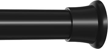 Black Shower Curtain Rod, 32-76 Inches, 7/8 Inch Diameter, 1 Pack | Adjustable Tension, No Drilling, Rust-Resistant, For Bathroom, Window, Doorway, Closet