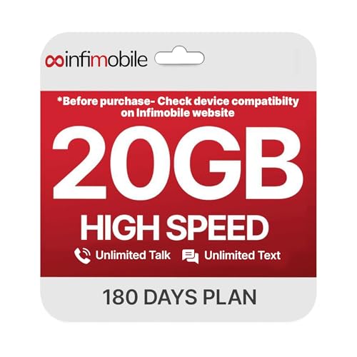 $18.6/Month | Infimobile Prepaid Unlimited Plan: 6 Months | 20GB High-Speed Data Per Month | Unlimited Data Talk & Text | Prepaid Plan Service SIM Card | Nationwide Coverage | 4G 5G Network