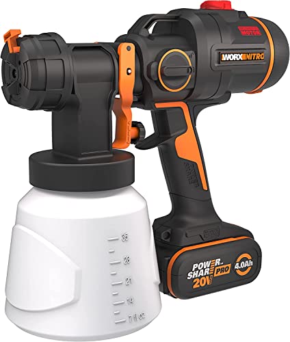 WORX - Pistolet à Peinture sans Fil 20V - 4Ah - WX020 (Livré avec Une Batterie et Chargeur, 3 Buses de peintures 1.8/2.0/2.2mm, Accessoires de Nettoyage)