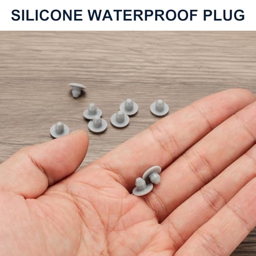 Image of uxcell 10pcs Hole Plug 3 /16 Inch (4.3mm) Button Plugs Fit for 3.8-4.2mm Hole, Snap in Locking Hole Tube Plug Gel Tube Waterproof Plug Tube Plug, Grey