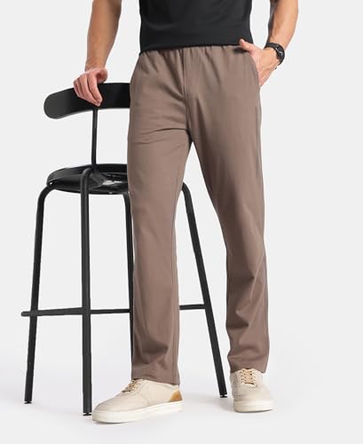 Image of Jockey AM49 Men's Super Combed Cotton Rich Slim Fit Trackpants with Side Pockets and Zipper Media Pocket