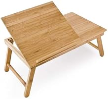 Relaxdays Laptoptisch aus Bambus HBT: 24 x 55 x 33 cm Beistelltisch mit praktischem Fach für Stifte oder Notizen...