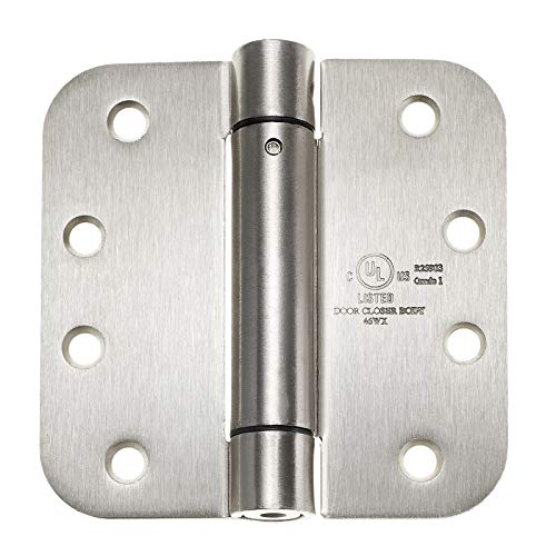 Cauldham (2 Pack) Heavy-Duty 4" Self-Closing Spring Door Hinge With 5/8" Radius Corners, Ul Listed - Satin Nickel #TOP1
